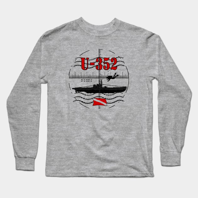 U-352 WWII Submarine Scuba Wreck Diver U-Boat North Carolina Scuba Diving Long Sleeve T-Shirt by TeeCreations